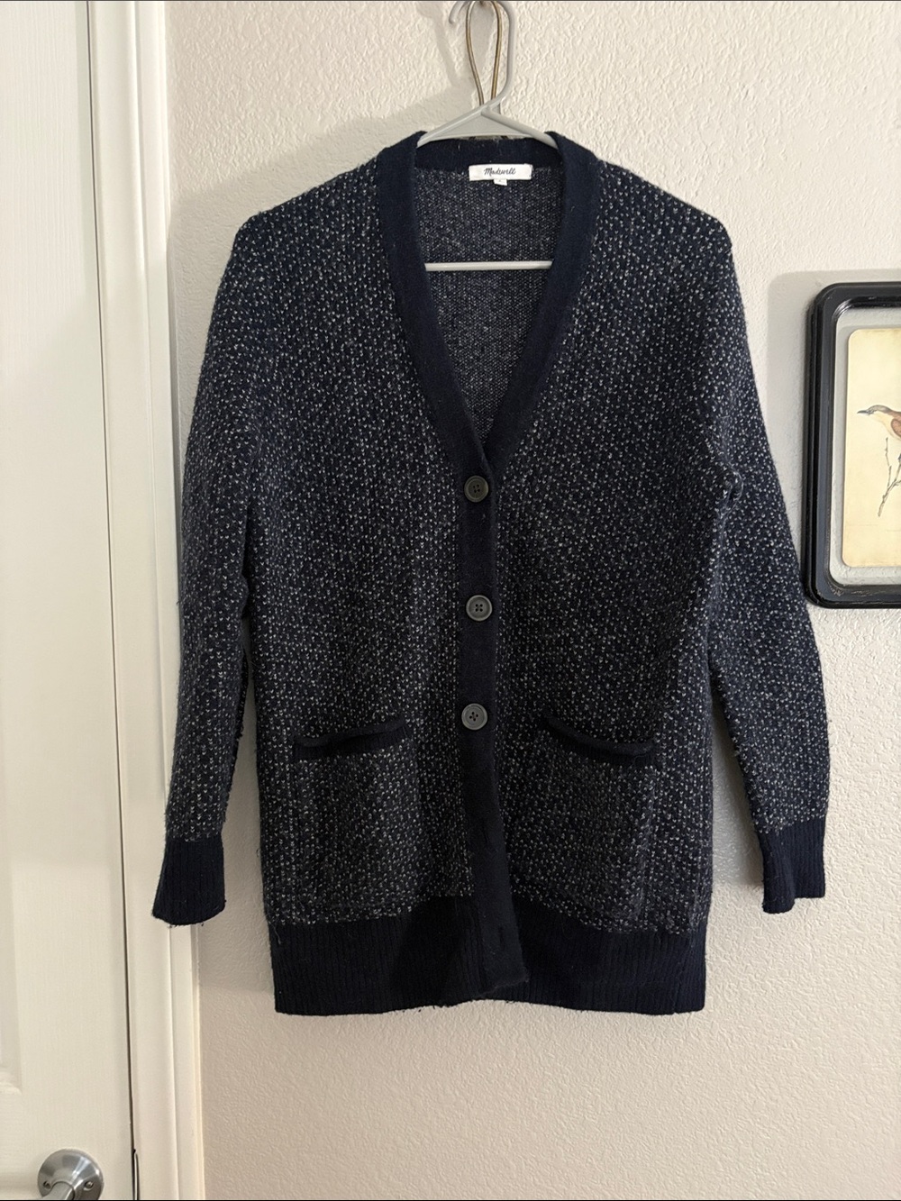 Madewell Navy Speckled Knit Cardigan